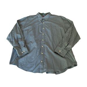 Men’s IZOD Blue, Green and White Checkered Long Sleeve Button Down Shirt 2XL